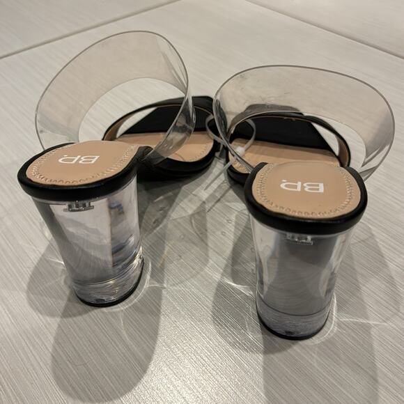 BP Naomi Clear Block Heel Sandals in Black/ Clear Straps. - Picture 7 of 10